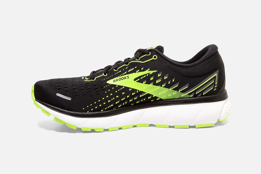 Ghost 13 Road Brooks Running Shoes NZ Mens - Black/Green - HQFRPM-362